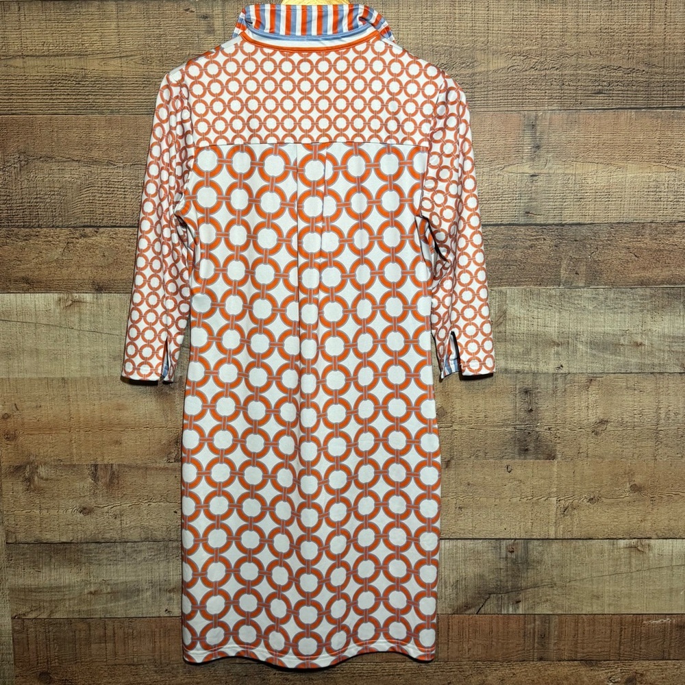 Gretchen Scott Designs Jersey Everywhere Dress Orange Blue size Small - Picture 2 of 11